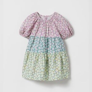 NWT Zara 12-18m pleated floral dress with balloon sleeves